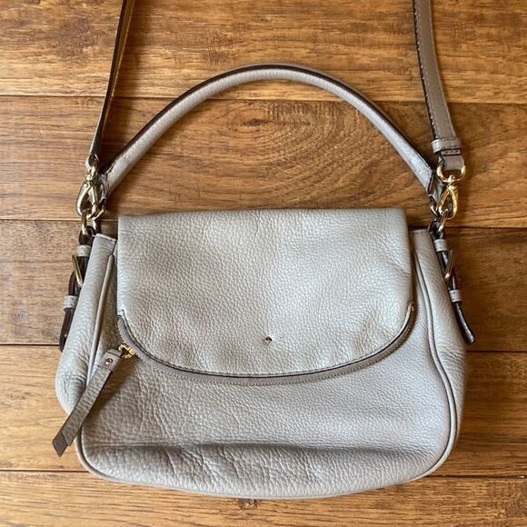 KATE Spade Pebbled Leather Stone Beige Crossbody Bag Purse - Picture 1 of 14